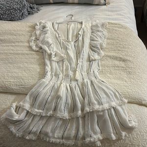 Surf Gypsy Fringe Trim Ruffled Swim Cover Up